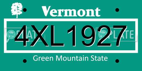 4XL1927 Vermont License Plate