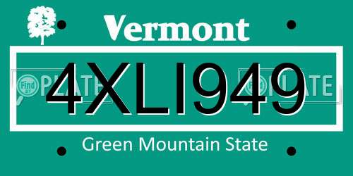 4XLI949 Vermont License Plate