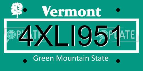4XLI951 Vermont License Plate