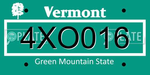 4XO016 Vermont License Plate