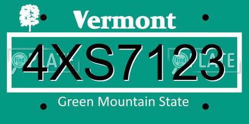 4XS7123 Vermont License Plate