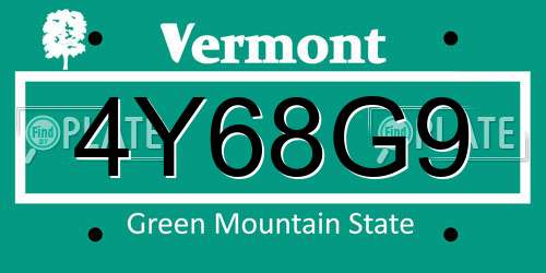 4Y68G9 Vermont License Plate