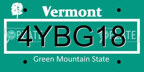 4YBG18 Vermont License Plate