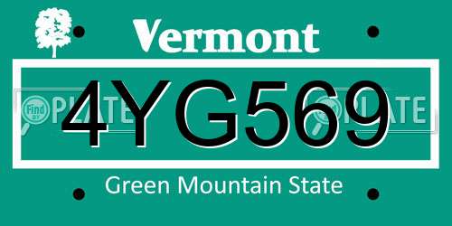 4YG569 Vermont License Plate