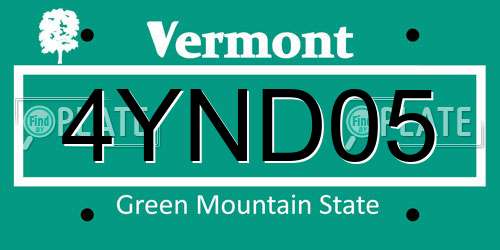 4YND05 Vermont License Plate