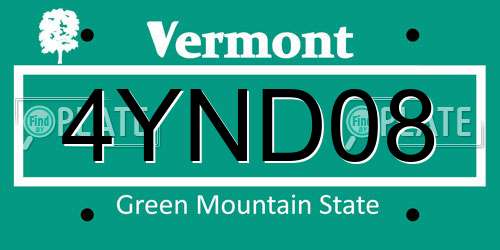 4YND08 Vermont License Plate