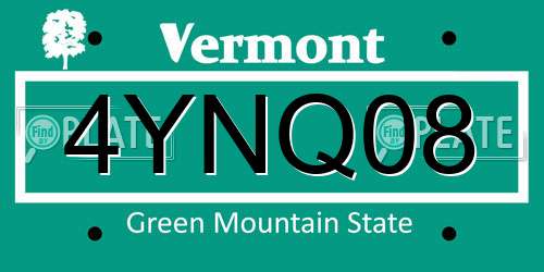 4YNQ08 Vermont License Plate