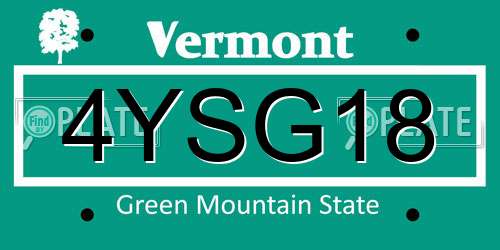 4YSG18 Vermont License Plate