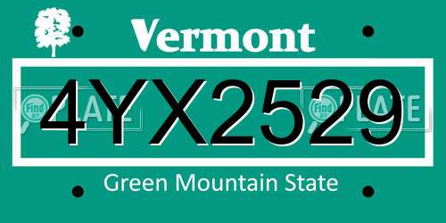 4YX2529 Vermont License Plate