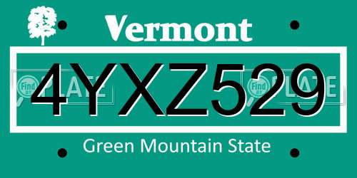 4YXZ529 Vermont License Plate