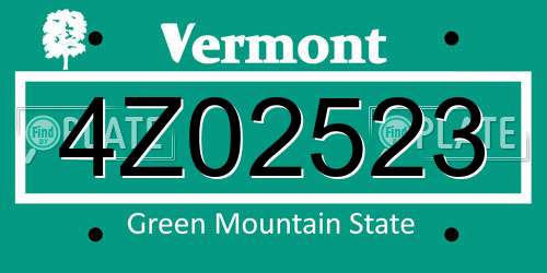 4Z02523 Vermont License Plate