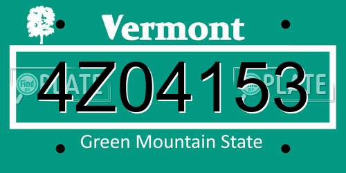 4Z04153 Vermont License Plate