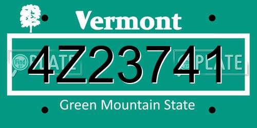 4Z23741 Vermont License Plate
