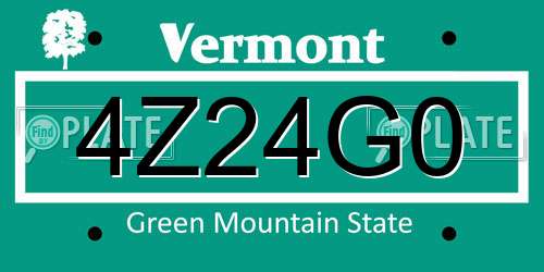 4Z24G0 Vermont License Plate