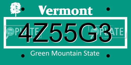 4Z55G3 Vermont License Plate