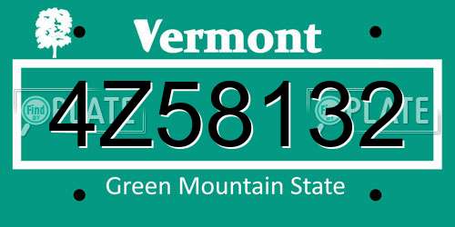 4Z58132 Vermont License Plate