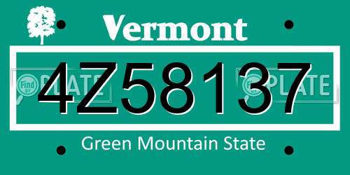 4Z58137 Vermont License Plate