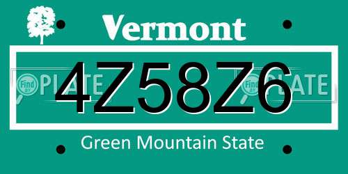 4Z58Z6 Vermont License Plate
