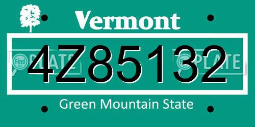 4Z85132 Vermont License Plate