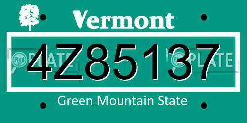 4Z85137 Vermont License Plate