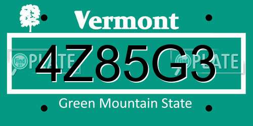 4Z85G3 Vermont License Plate