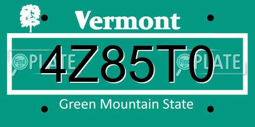 4Z85T0 Vermont License Plate