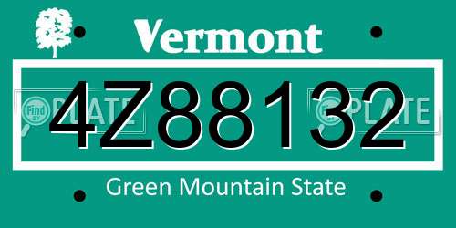 4Z88132 Vermont License Plate