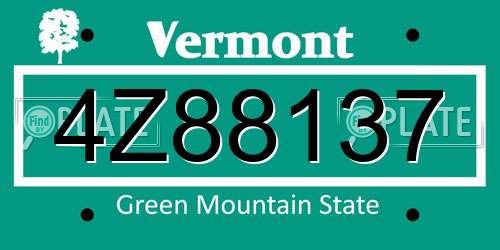 4Z88137 Vermont License Plate