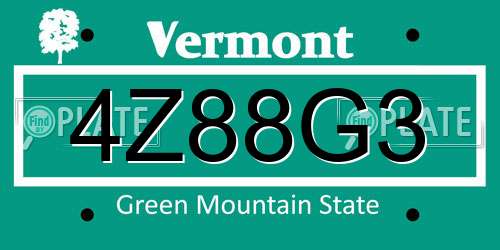4Z88G3 Vermont License Plate