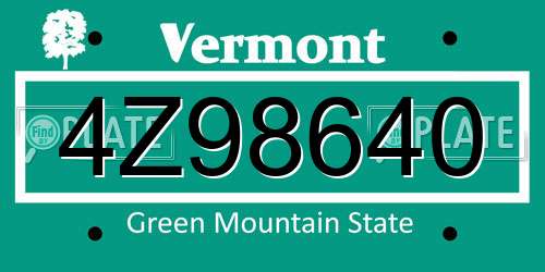 4Z98640 Vermont License Plate
