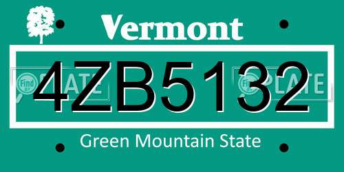 4ZB5132 Vermont License Plate