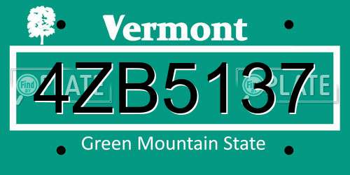 4ZB5137 Vermont License Plate