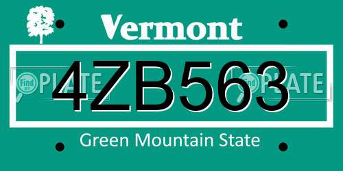 4ZB563 Vermont License Plate
