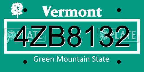 4ZB8132 Vermont License Plate
