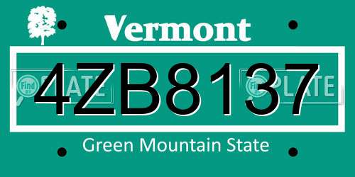 4ZB8137 Vermont License Plate