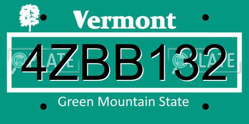 4ZBB132 Vermont License Plate