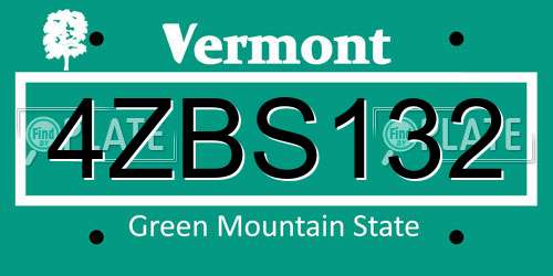 4ZBS132 Vermont License Plate