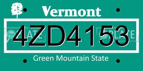 4ZD4153 Vermont License Plate