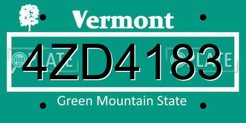 4ZD4183 Vermont License Plate