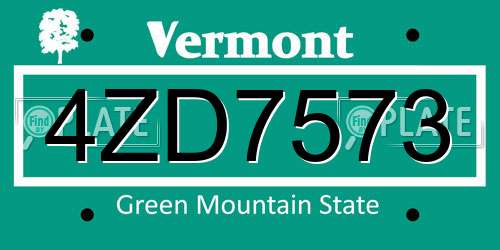 4ZD7573 Vermont License Plate