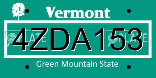 4ZDA153 Vermont License Plate