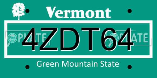 4ZDT64 Vermont License Plate