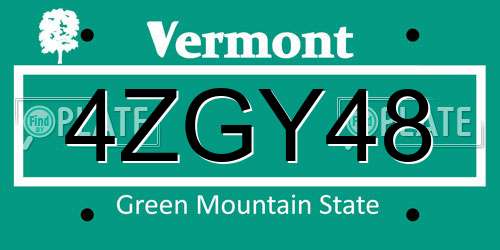 4ZGY48 Vermont License Plate