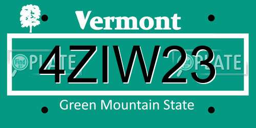 4ZIW23 Vermont License Plate