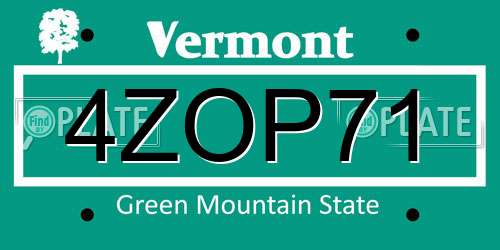 4ZOP71 Vermont License Plate