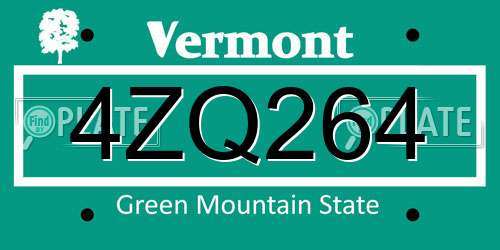 4ZQ264 Vermont License Plate