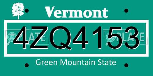 4ZQ4153 Vermont License Plate