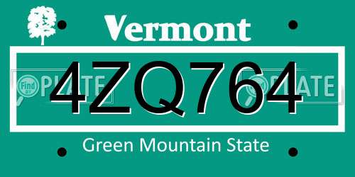 4ZQ764 Vermont License Plate