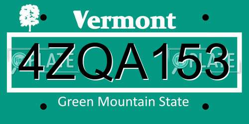 4ZQA153 Vermont License Plate