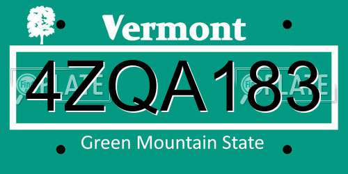 4ZQA183 Vermont License Plate